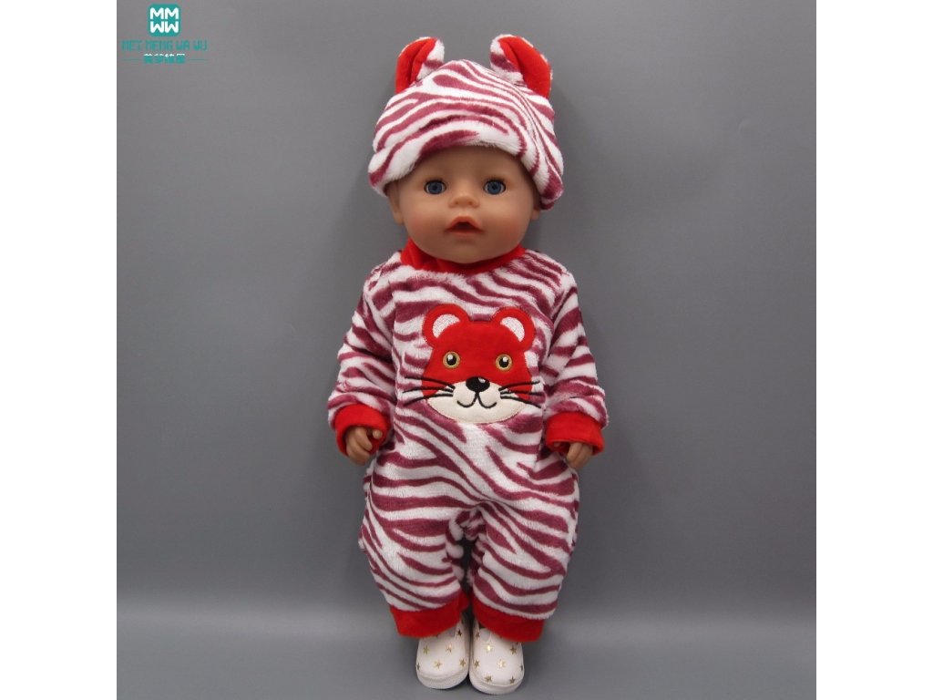 Doll clothes fits 43cm Zapf Baby born doll Cartoon rabbit pattern Siamese crawling clothes (5)