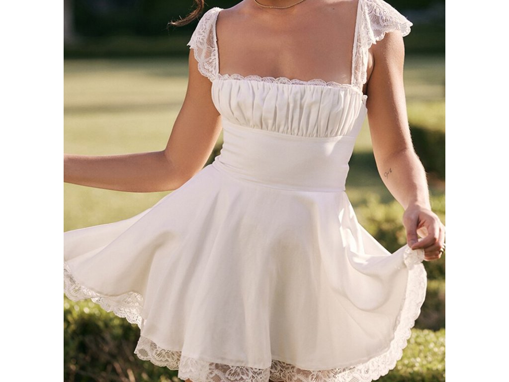 Womens Vintage Aline Dress Short Sleeve Ruched Bust Solid Color Flowy Mini Dress