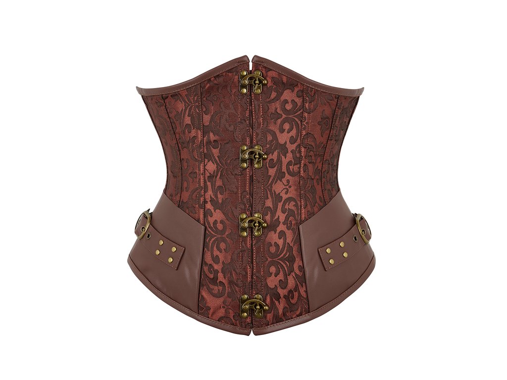 Steampunk Corsets for Women Gothic Corset Bustier Zipper Plus Size Vintage Faux Leather Corset Top Brown.jpg 640x640 (6)