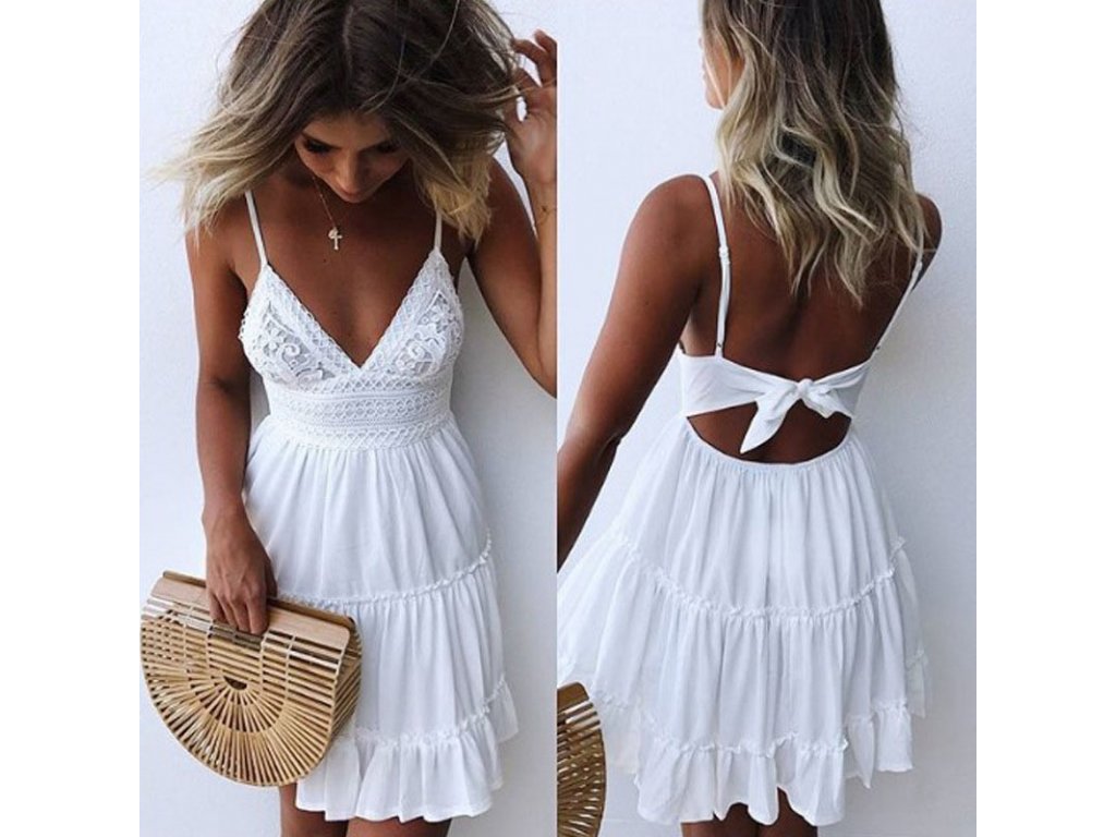 Sexy Mini Summer Dress Women 2019 Casual Vintage White Lace Dress Elegant Bandage Beach Party Dresses 1