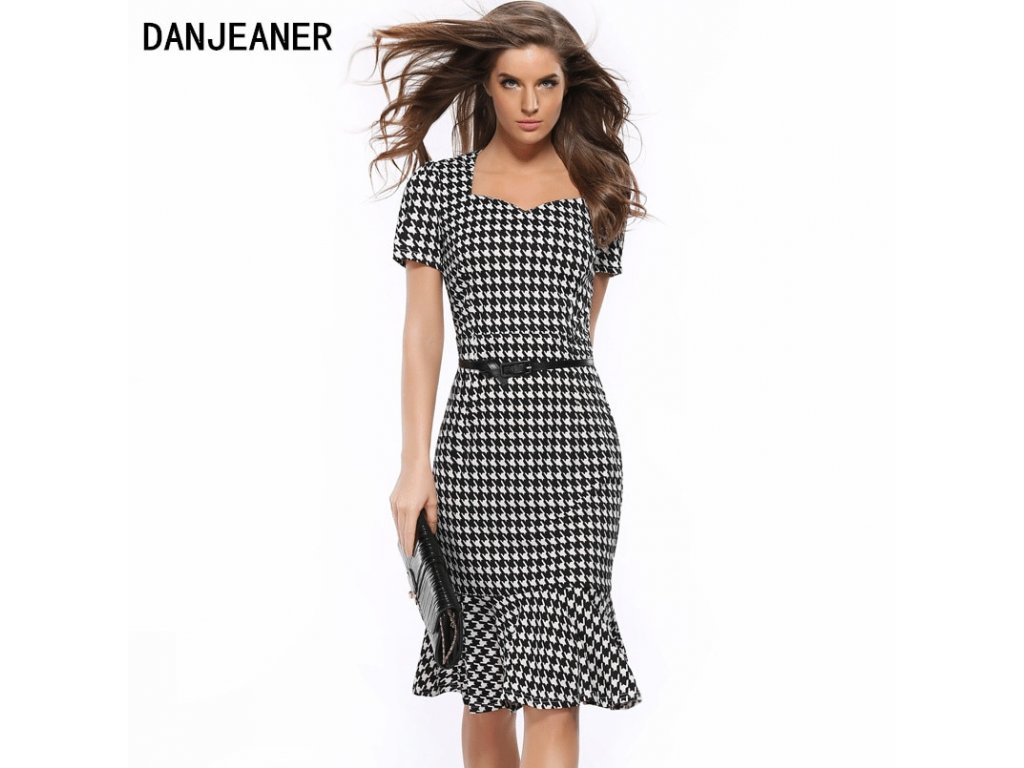 Danjeaner 2017 New Women Vintage V neck Pencil Party Dress Fashion Elegant Mermaid Dress Women Plus 1