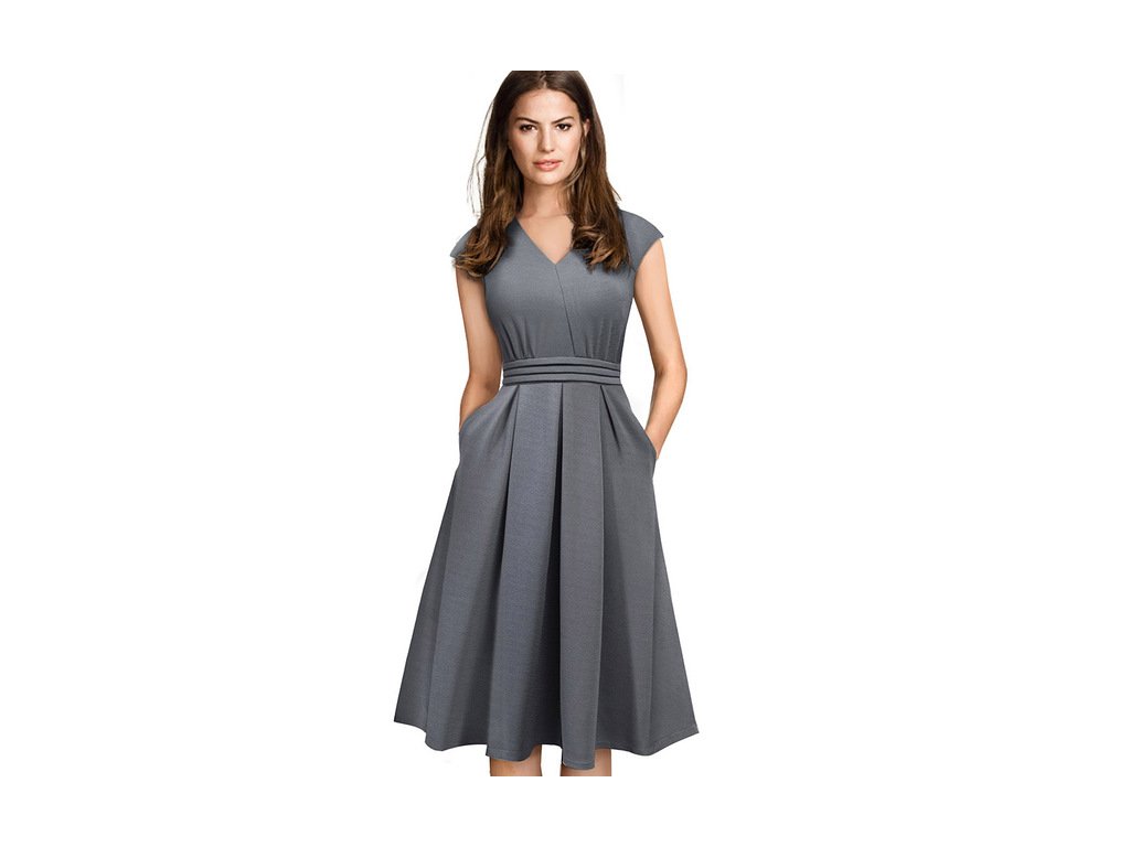 Nice forever Brief Elegant Solid Color Sleeveless vestidos with Pocket A Line Women Flare Dress A196.jpg 640x640 (1)