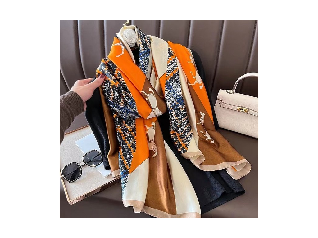 2023 180 90cm Luxury Brand Spring Summer Autumn Women Clothing New Fashion Color matching printed silk.jpg 640x640 (15)