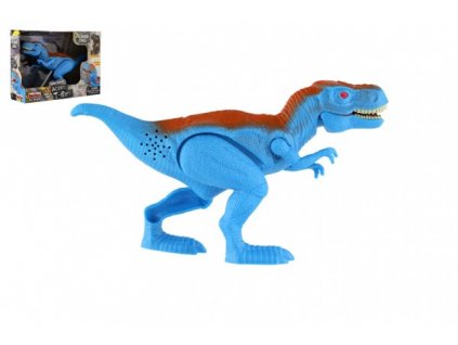 Dinosaurus T-Rex plast 18cm na baterie se zvukem se světlem v krabici 21x15x6,5cm