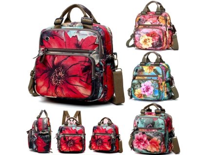 Přebalovací batůžek - crossbody taška pro maminky s motivem Květiny