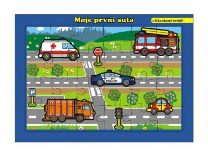 Puzzle deskové Moje první auta s říkankami 26x17cm 24 dílků