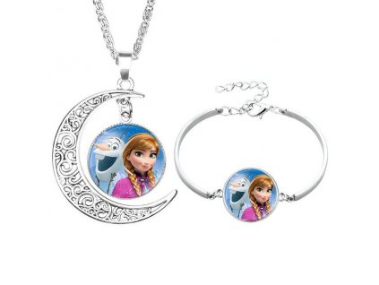 2pcs lot Disney cartoon Frozen children necklace Bracelet Elsa bow doll accessories girl birthday gift cosmetic 8