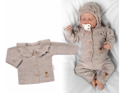 Pletený svetřík s volánkem Girl, Baby Nellys, béžový (Velikost koj oblečení 56 (1-2m))