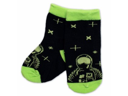 Dětské bavlněné ponožky Kosmonaut - černé (Velikost koj oblečení 15-18)