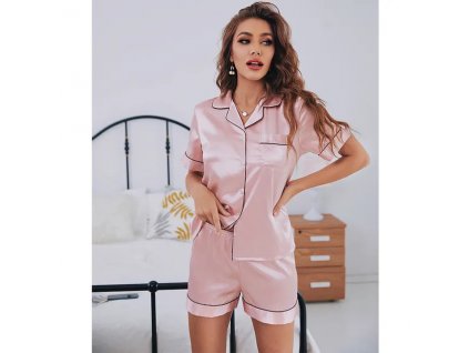 Womens Silk Satin Pajamas Set Short Sleeve Two piece Pj Sets Sleepwear Loungewear Button Down.jpg 640x640.jpg