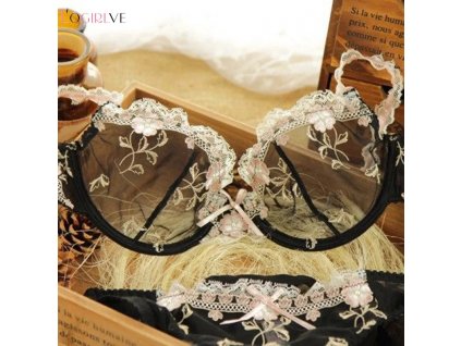 Logirlve Exquisite embroidery lotus pink ultra thin women s sexy transparent lace underwear bra set.jpg