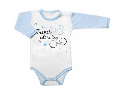 Body dlouhý rukáv s vtipným textem Baby Nellys, Trenér celé rodiny, vel. 86 (Velikost koj oblečení 86 (12-18m))