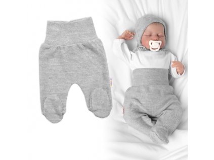 Pletené kojenecké polodupačky Hand Made, Baby Nellys, šedé (Velikost koj oblečení 56 (1-2m))