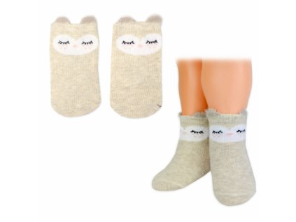 Dívčí bavlněné ponožky Smajlík 3D - capuccino - 1 pár