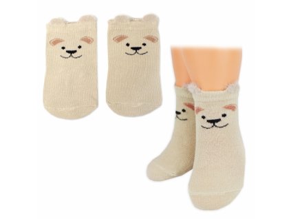Chlapecké bavlněné ponožky Pejsek 3D - béžové - 1 pár