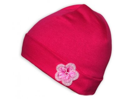 Bavlněná čepička Baby Nellys ® - Růžová s kytičkou (Velikost 92 (18-24m))