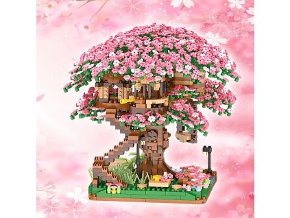 2138PCS Mini Sakura Tree House Building Blocks Cherry Blossom Plant City Street View Bricks DIY Model.jpg