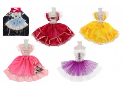 Šaty/Oblečky krátké na panenky Barbie mix druhů v sáčku 22x30cm