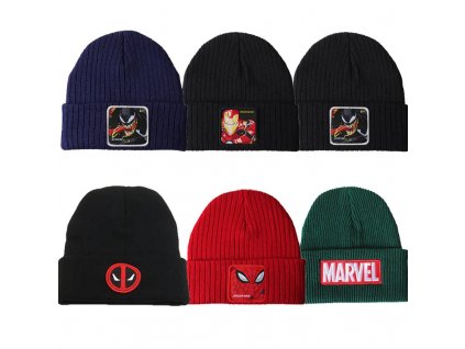 Disney Hat Anime Spiderman Thanos Cap Avengers Embroidered Knitted Cap Cartoon Pullover Cap Boys Girls Hip.jpg