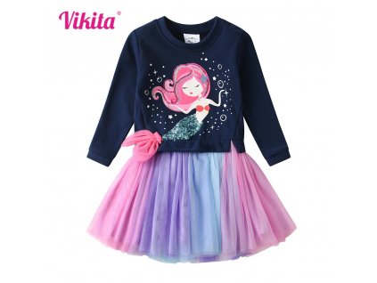 VIKITA Girls Sweater Dress Winter Children Cotton Clothing Mermaid Patchwork Kids Princess Dresses Toddler Cartoon Casual.jpg