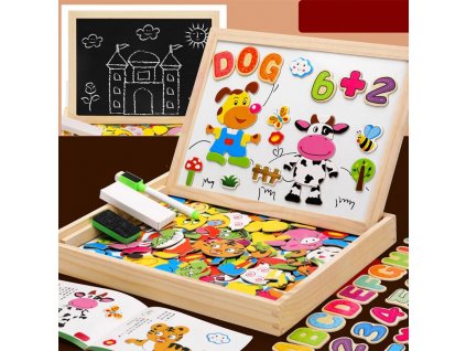 Wooden Multifunction Children Animal Puzzle Writing Magnetic Drawing Board Blackboard Learning Education Parent Child Toys.jpg (1)