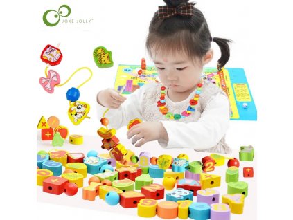 26pcs Wooden Toys Baby DIY Toy Cartoon Fruit Animal Stringing Threading Wooden beads Toy Monterssori Educational.jpg (1)