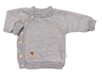 Dětský pletený svetřík s knoflíčky, zap. bokem, Hand Made Baby Nellys, šedý (Velikost koj oblečení 56/62 (0-3m))