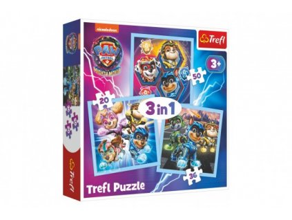 Puzzle 3v1 Mocná štěňata Tlapková patrola/Paw Patrol 20x19,5cm v krabici 28x28x6cm