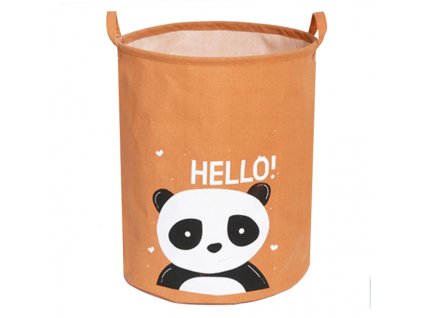 Koš na hračky, Tulimi, bavlna, Hello Panda, hnědý - 43 L