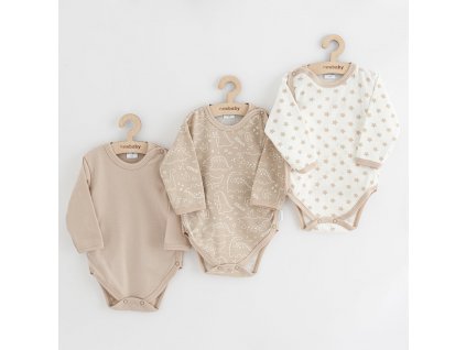 Kojenecké celorozepínací body New Baby Classic II Uni 3ks béžové (Barva Béžová, Velikost 50)