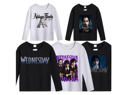 Wednesday Adamss Black White Long Sleeve T shirt Cartoon Print Tee Shirts Anime Cute Long Sleeve.jpg