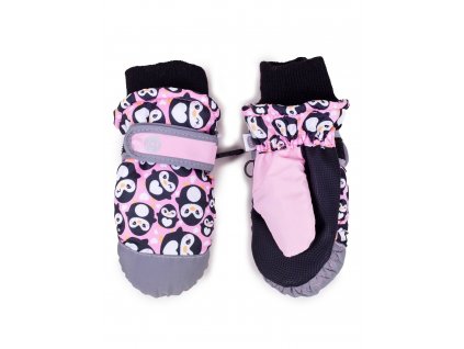 Dětské zimní, nepromokavé palčáky, Tučňák YO!, růžová, vel. 92/98, 10 cm