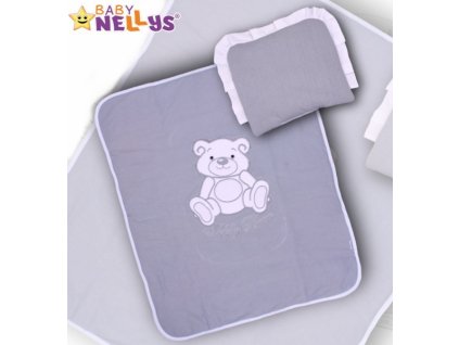 Baby Nellys 2-dílná sada do kočárku jersey Medvídek Teddy Bear - šedá