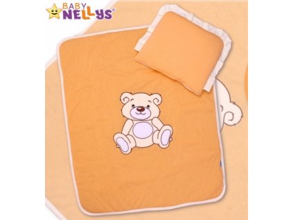 Baby Nellys 2-dílná sada do kočárku jersey Medvídek Teddy bear - broskvová