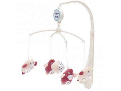 Kolotoč nad postýlku Baby Mix Krtečci růžový (Barva Růžová)