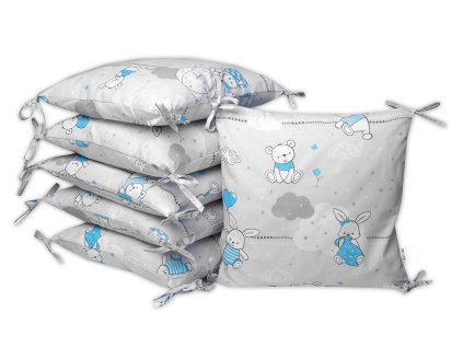 polstarkovy mantinel 6ks 40x40cm good night animals boy sedo modry