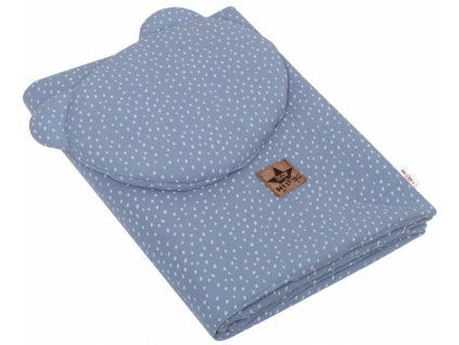 Mušelinová sada DOTS Teddy 30x35cm, 70x100cm, 2D, Baby Nellys, jeans