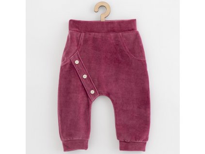 Kojenecké semiškové tepláčky New Baby Suede clothes růžovo fialová (Barva Fialová, Velikost 62 (3-6m))