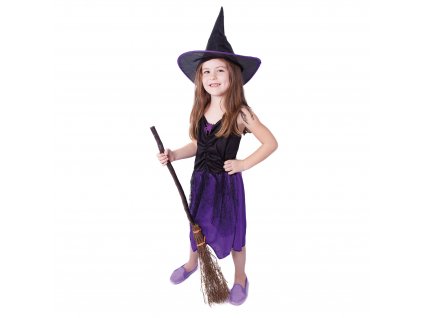 Dětský kostým čarodějnice fialová s kloboukem (S) e-obal