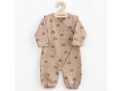Kojenecký mušelínový overal New Baby Rainbow (Barva Hnědá, Velikost 74 (6-9m))