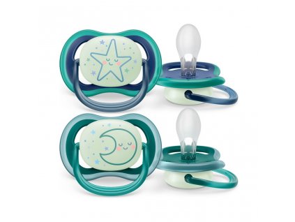 Šidítko Avent Ultra Air Night 2 ks 6 - 18 m kluk (Barva Tyrkysová, Velikost 6-18 m)