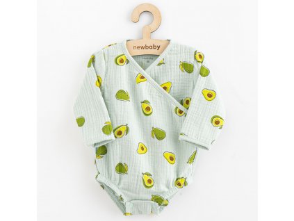 Kojenecké mušelínové body s bočním zavazováním New Baby Avocado (Barva Zelená, Velikost 62 (3-6m))
