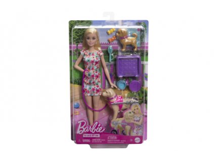 Barbie Panenka a pejsek s invalidním vozíčkem HTK37
