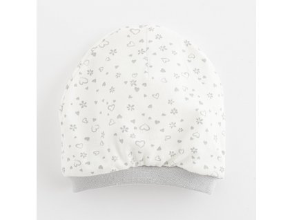 Kojenecká bavlněná čepička New Baby Srdíčka (Barva Šedá, Velikost 68/74)