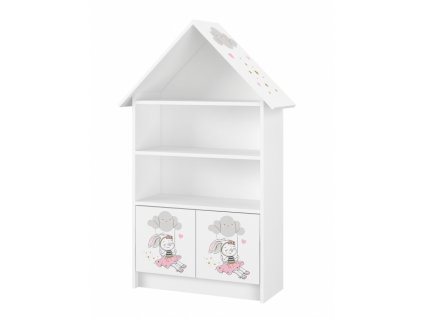 Dřevěná knihovna/skříň na hračky Baby Boo Domeček, Rabbit - bílá