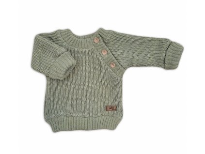 Pletený svetřík pro miminko s knoflíčky Lovely, prodloužené náplety, khaki
