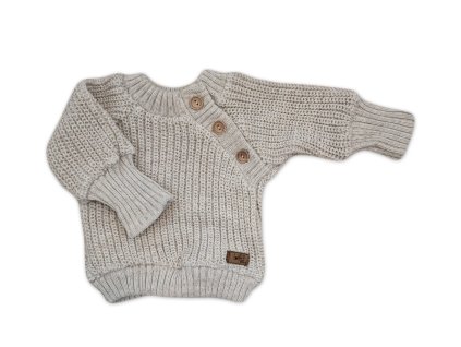 Pletený svetřík pro miminko s knoflíčky Lovely, prodloužené náplety, sv. šedý, 56/62 (Velikost 56/62 (0-3m))
