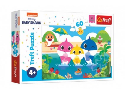 Puzzle Žraločí rodinka na dovolené/Baby Shark 33x22cm 60 dílků v krabičce 21x14x4cm