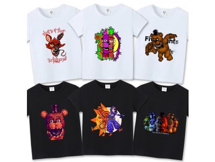 Fnafs T shirt for Children Five Nights Freddys Short Sleeve Shirt White Black Tee Anime Printed.jpg