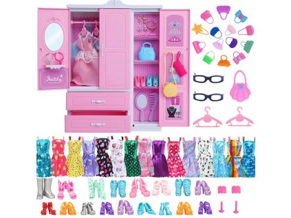 31 doplňků pro Barbie panenku (šatní skříň, boty, oblečky...)